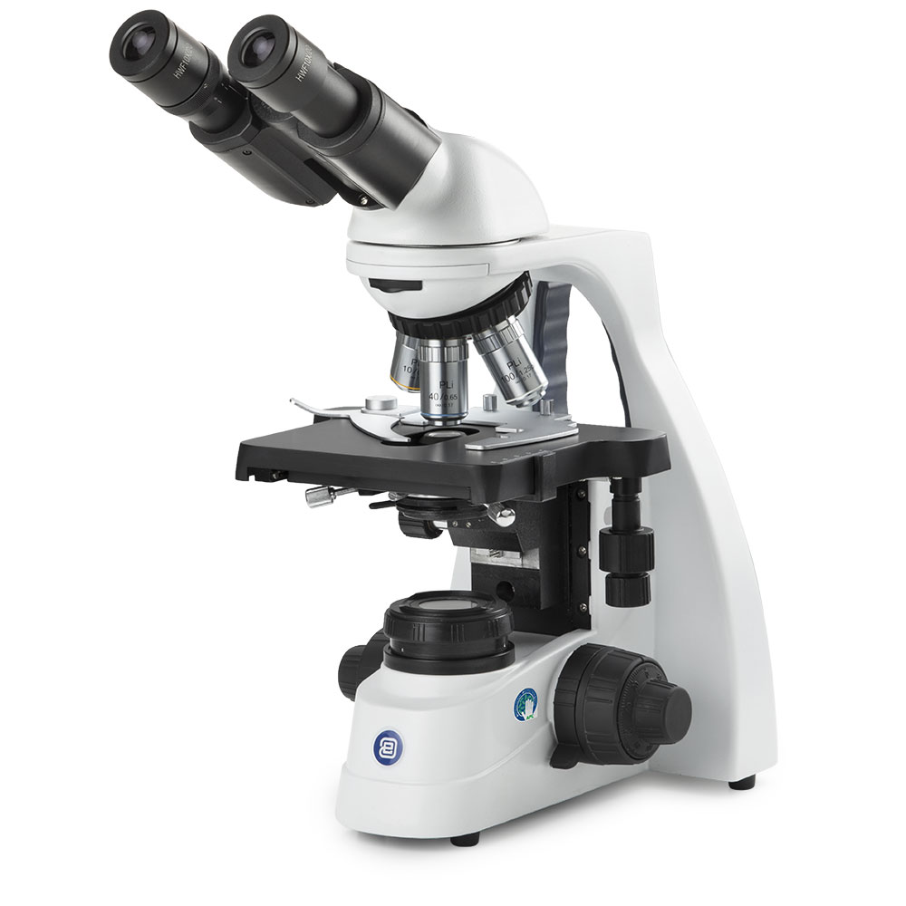 Globe Scientific bScope binocular microscope, HWF 10x/20mm eyepieces and quintuple nosepiece with Plan PLI 4/10/S40/S100x oil infinity corrected IOS objectives, 131 x 152/197mm stage with integrated mechanical 75 x 36 mm rackless X-Y stage. 3W NeoLED™ Köhler illumination and integrated power supply. Supplied without rechargeable batteries Microscope;Binocular;mechanical stage;HWF;Pli